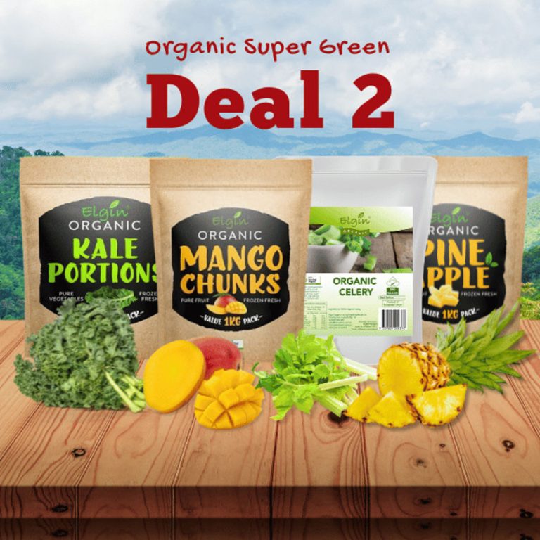 Organic Power Bundle 4×1 (Kale 600g, Celery 600g, Mango 1kg, Pineapple 1kg)