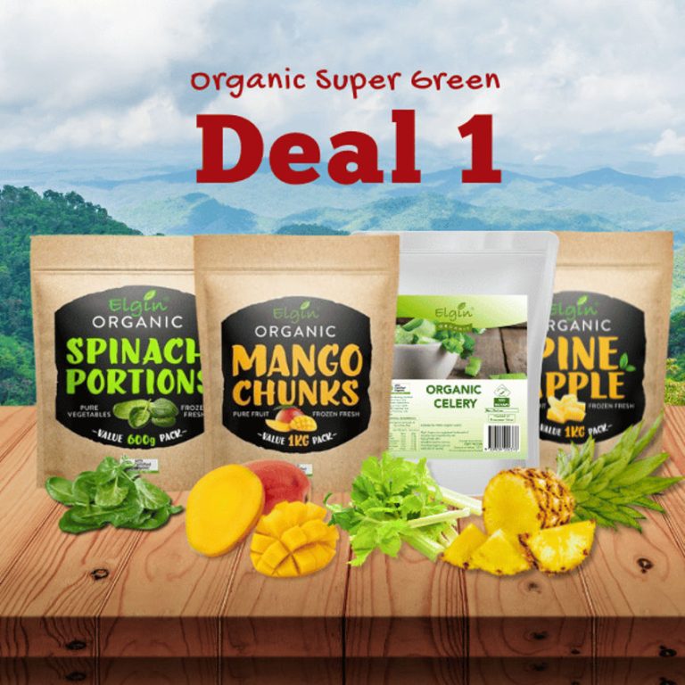 Organic Fusion Bundle 4×1 (Spinach 600g, Celery 600g, Mango 1kg, Pineapple 1kg)