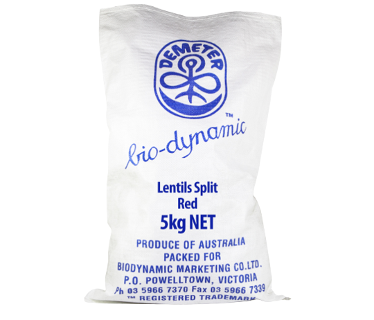 biodynamic red lentils split 5kg