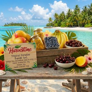 Tropical Paradise Bundle 6×1 (Mango 1kg, Passionfruit Seed In 450g × 2, Aussie Blueberries 1kg, Banana 1kg, Sweet Cherries 1kg)