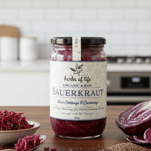 Herbs of Life Sauerkraut Red Cabbage and Caraway 600g