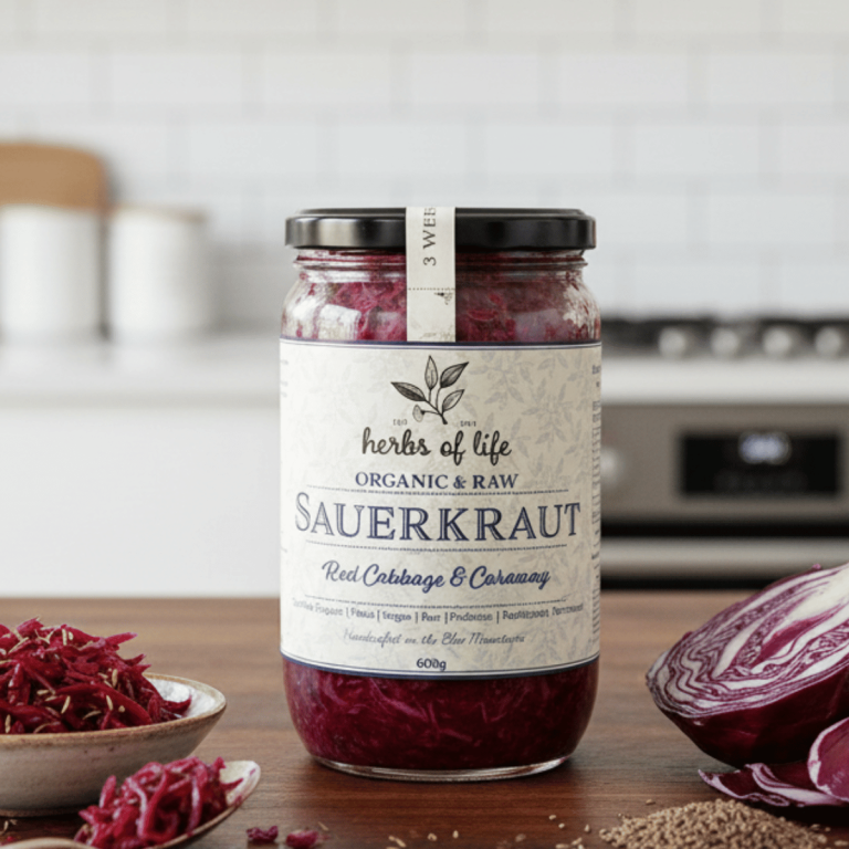 Herbs of Life Sauerkraut Red Cabbage and Caraway 600g