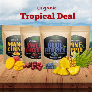 Organic - Tropical Deal (Org Mango 1kg, Org Pineapple 1kg, Org Blueberries 1kg, Org Sweet Cherries 1kg)